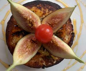 Grilled Manouri with fresh figs and Greek honey